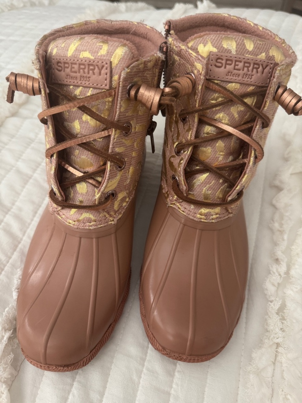 Sperry Rose With Upper Gold Accents Duck Boots